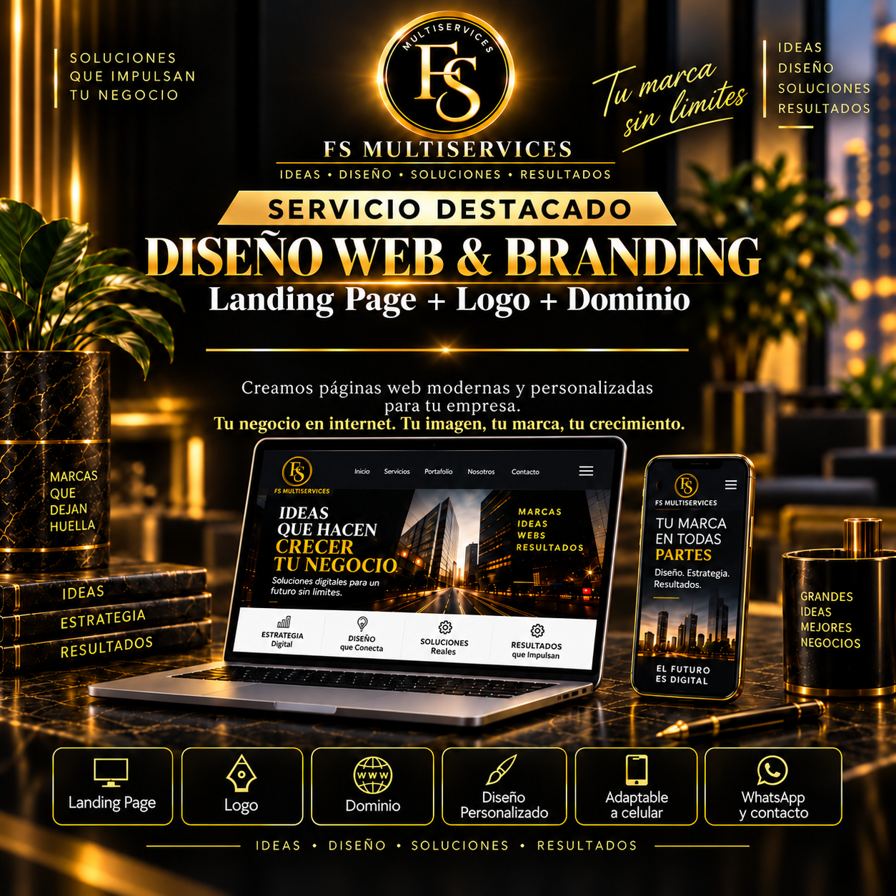 Diseño Web y Branding de FS Multiservices: Landing Page, Logo y Dominio